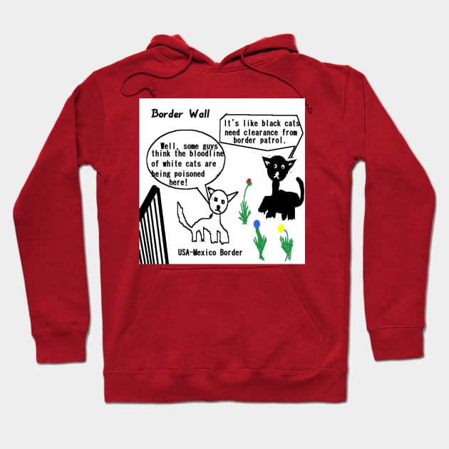 Border Wall illustration (Red Background) Hoodie by 2triadstore